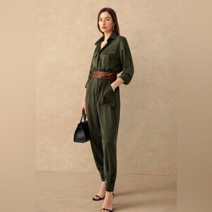 Olive Green Silk Women's Jumpsuit